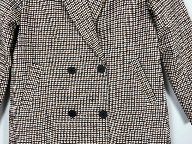 Women's Outwear Check Coat Adult Vintage Maxi Overcoat Casual Female topcoat Winter Classic Coat  — view 3