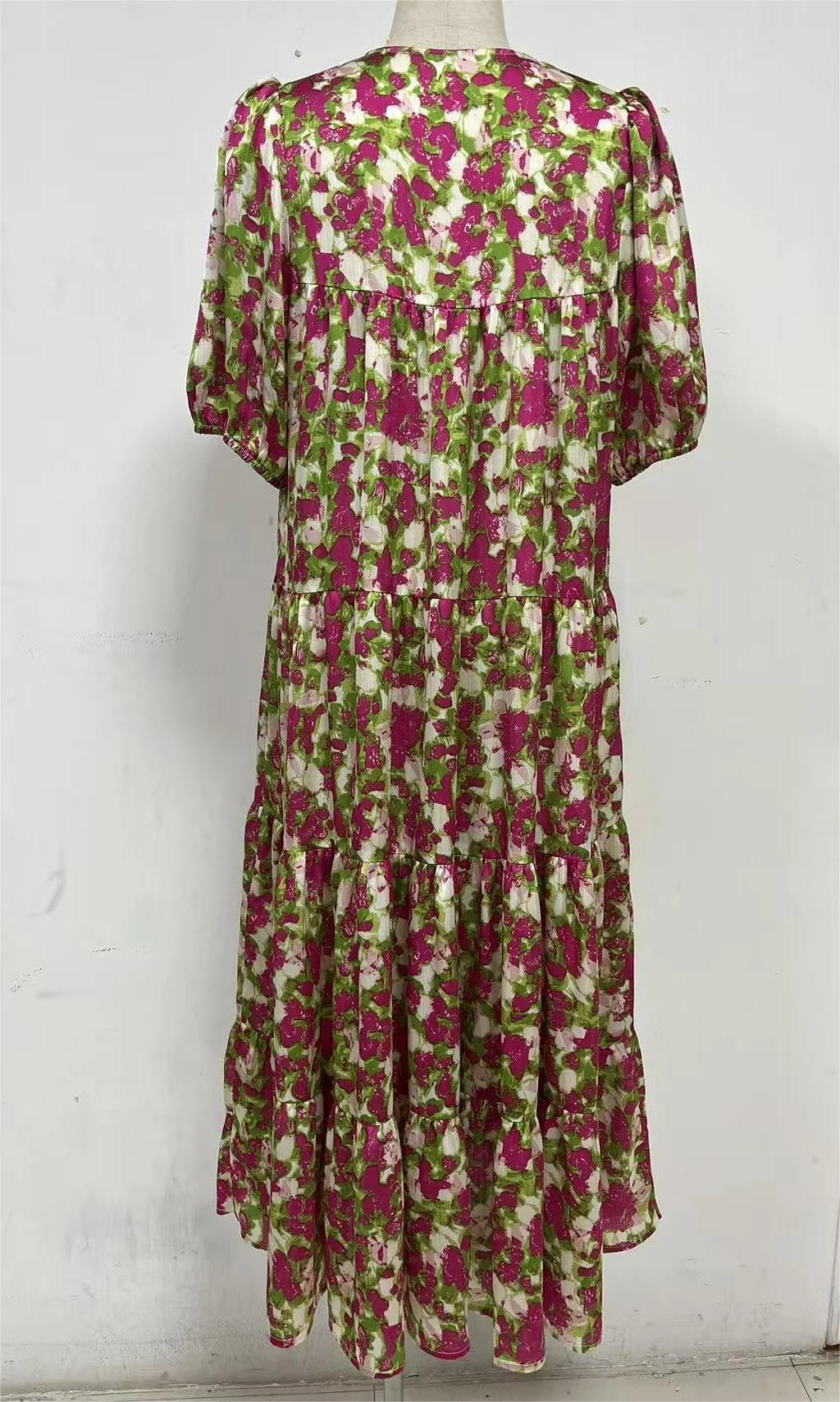 Short sleeve printed dress,Day dress,Daily dress,Casual maxi dress — view 3