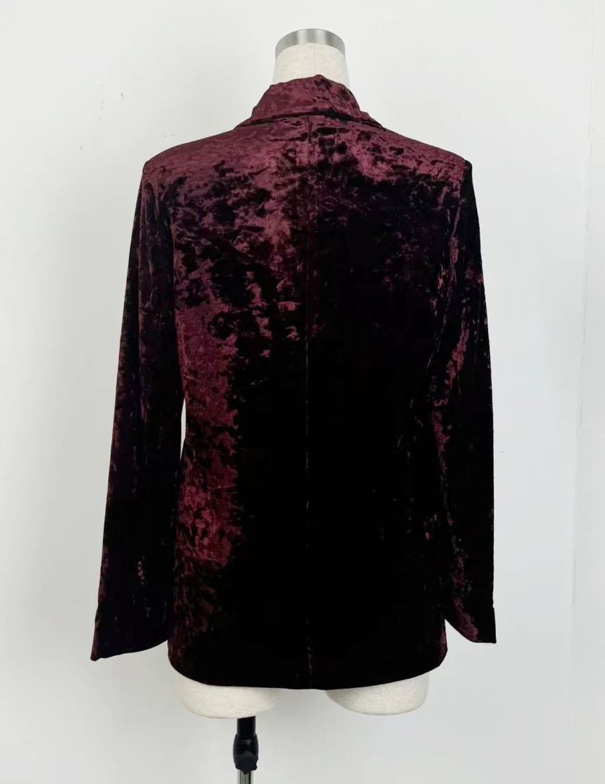 Women's Velvet Blazer,Double-Breasted Blazer,Jacket — view 2