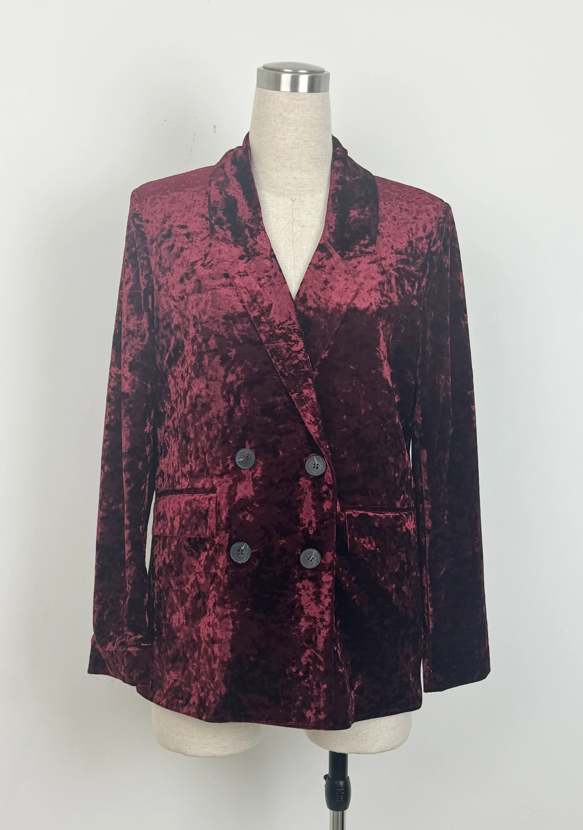 Women's Velvet Blazer,Double-Breasted Blazer,Jacket