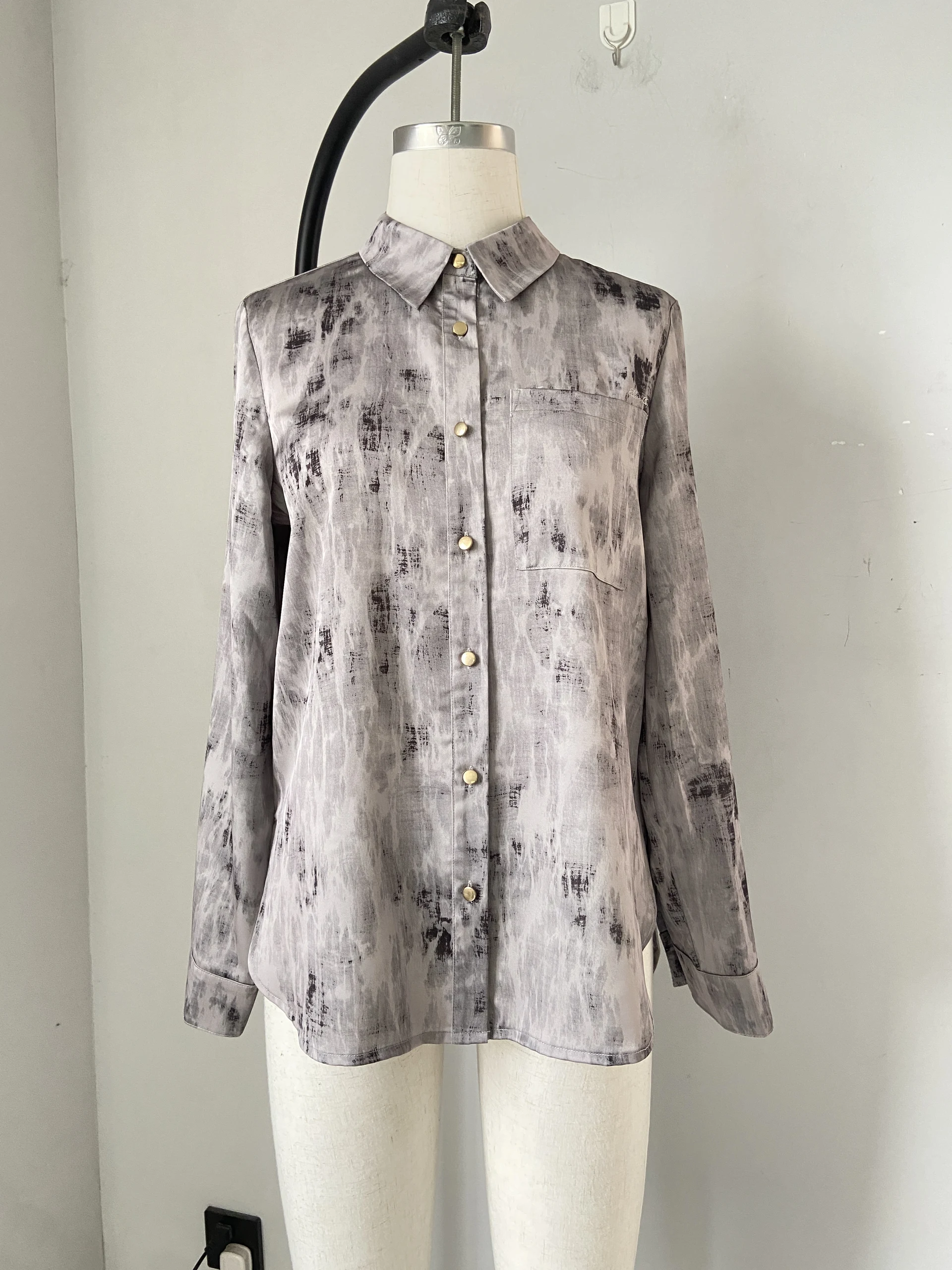 Long sleeve printed blouse,Daily shirt