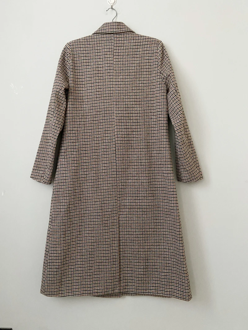 Women's Outwear Check Coat Adult Vintage Maxi Overcoat Casual Female topcoat Winter Classic Coat  — view 2