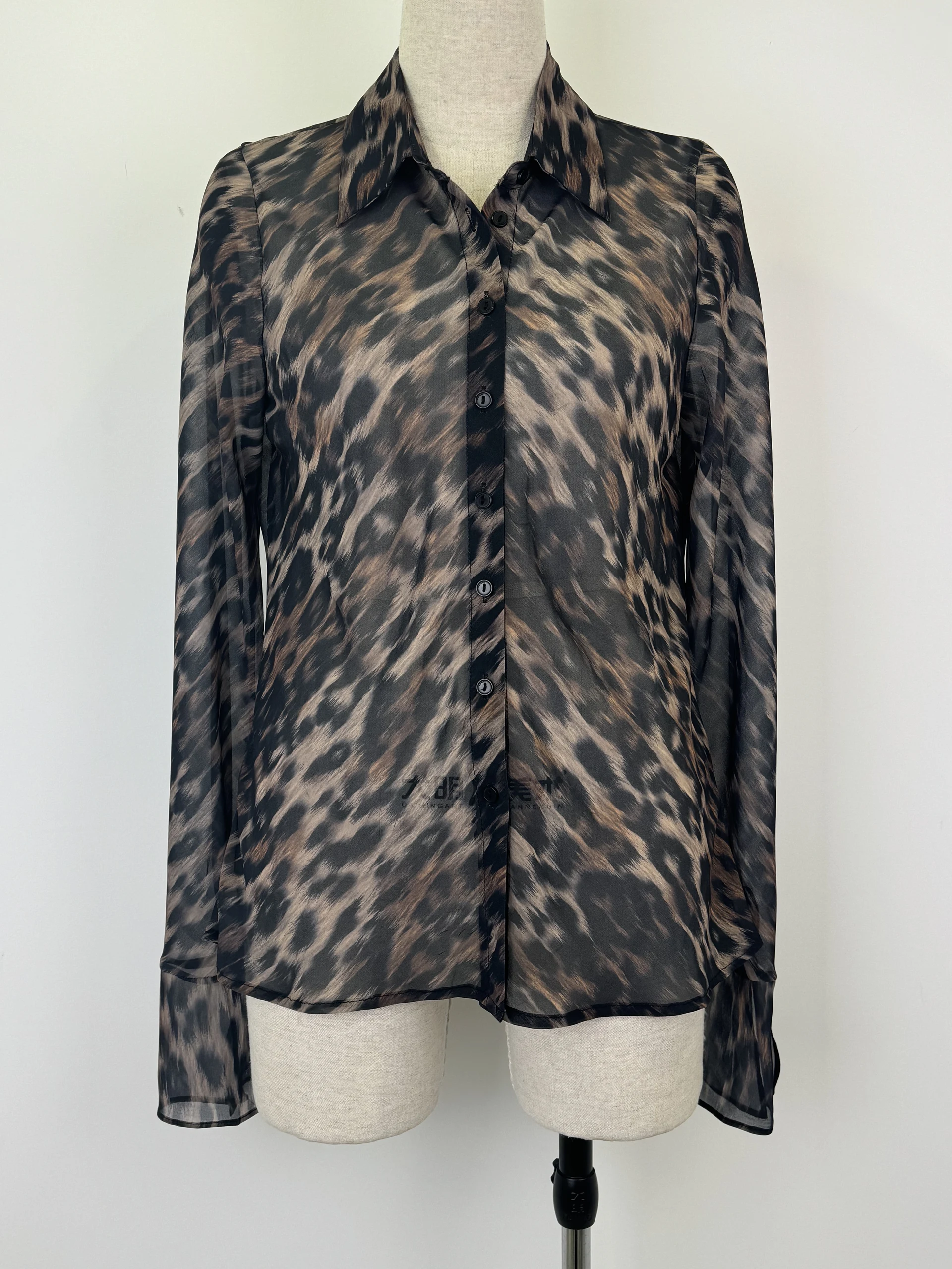 Long sleeve printed blouse,Leopard print blouse,Daily shirt