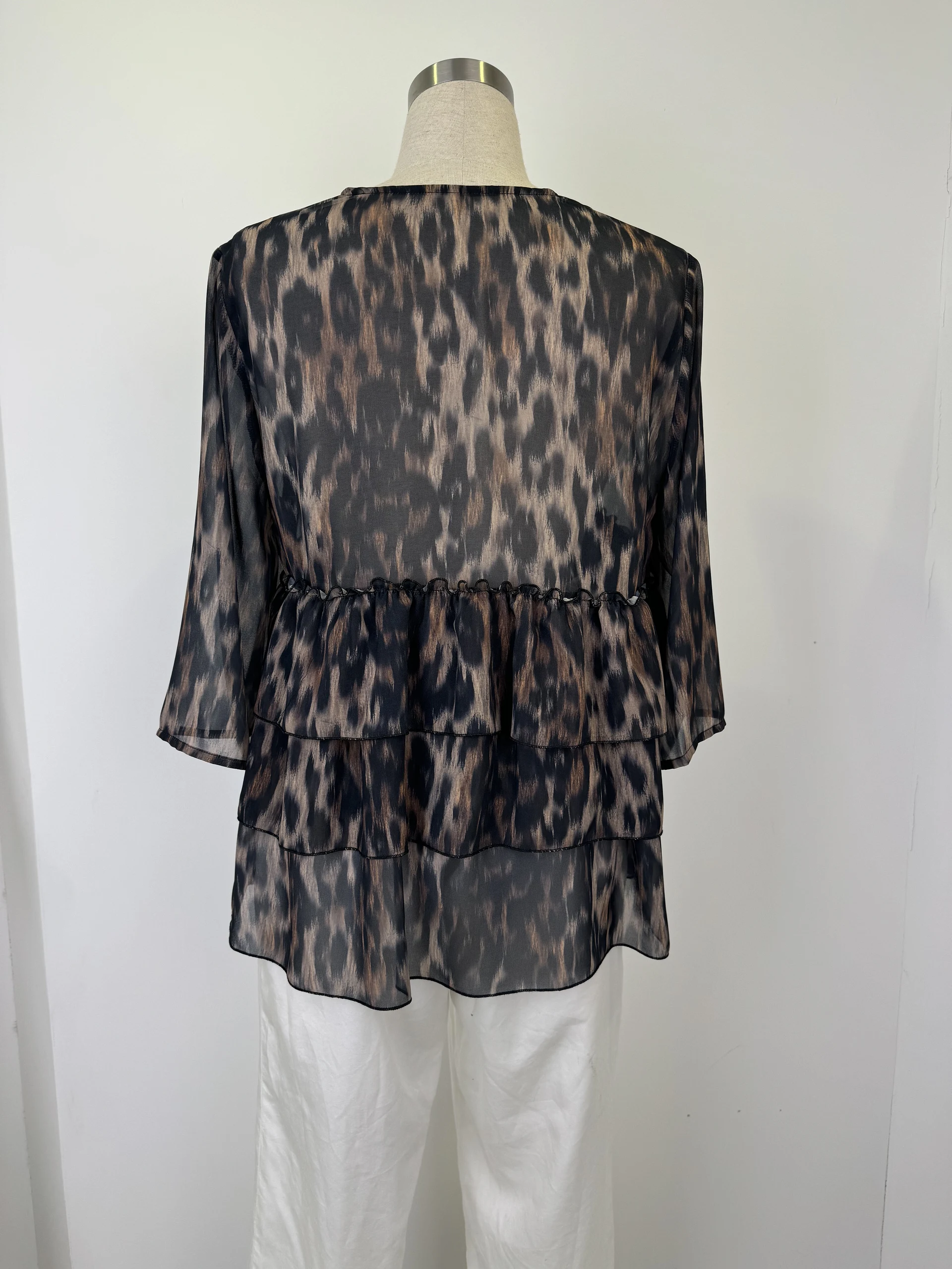 Short sleeve printed blouse,Flounced blouse,Daily shirt — view 2