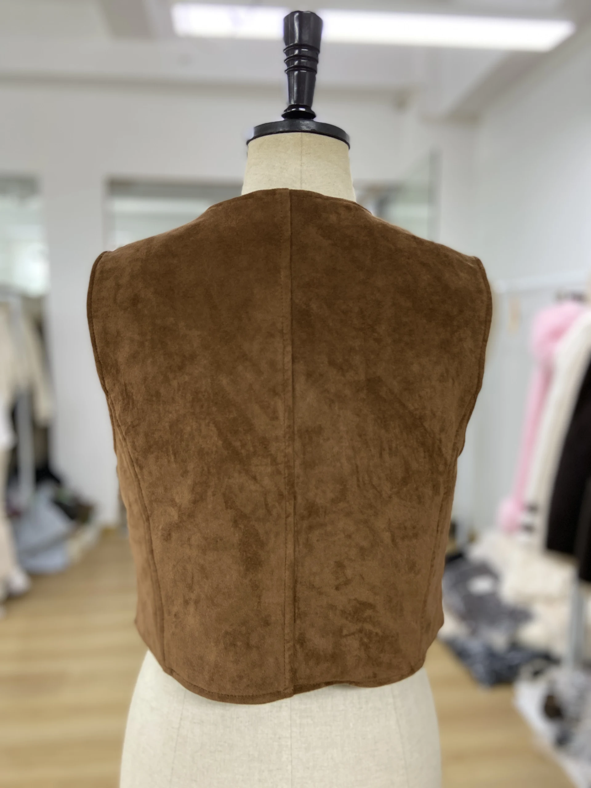Women's Single-Breasted Vest,Short Suede Vest,Embroidered Vest,Tops — view 2