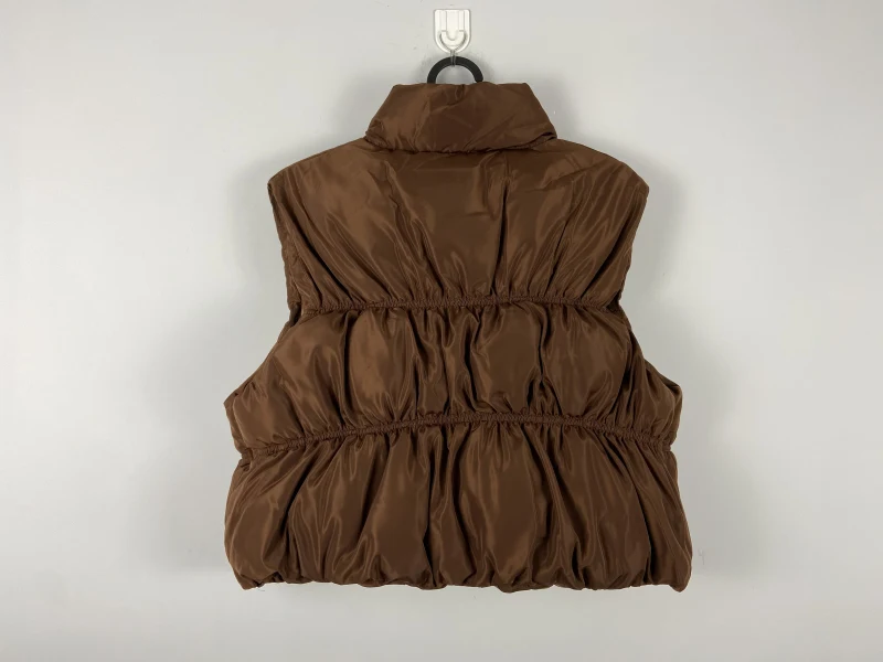 Women's Outwear Zip Puffer Vest Faux leather Wasitcoat female Short Winter Coat  — view 2