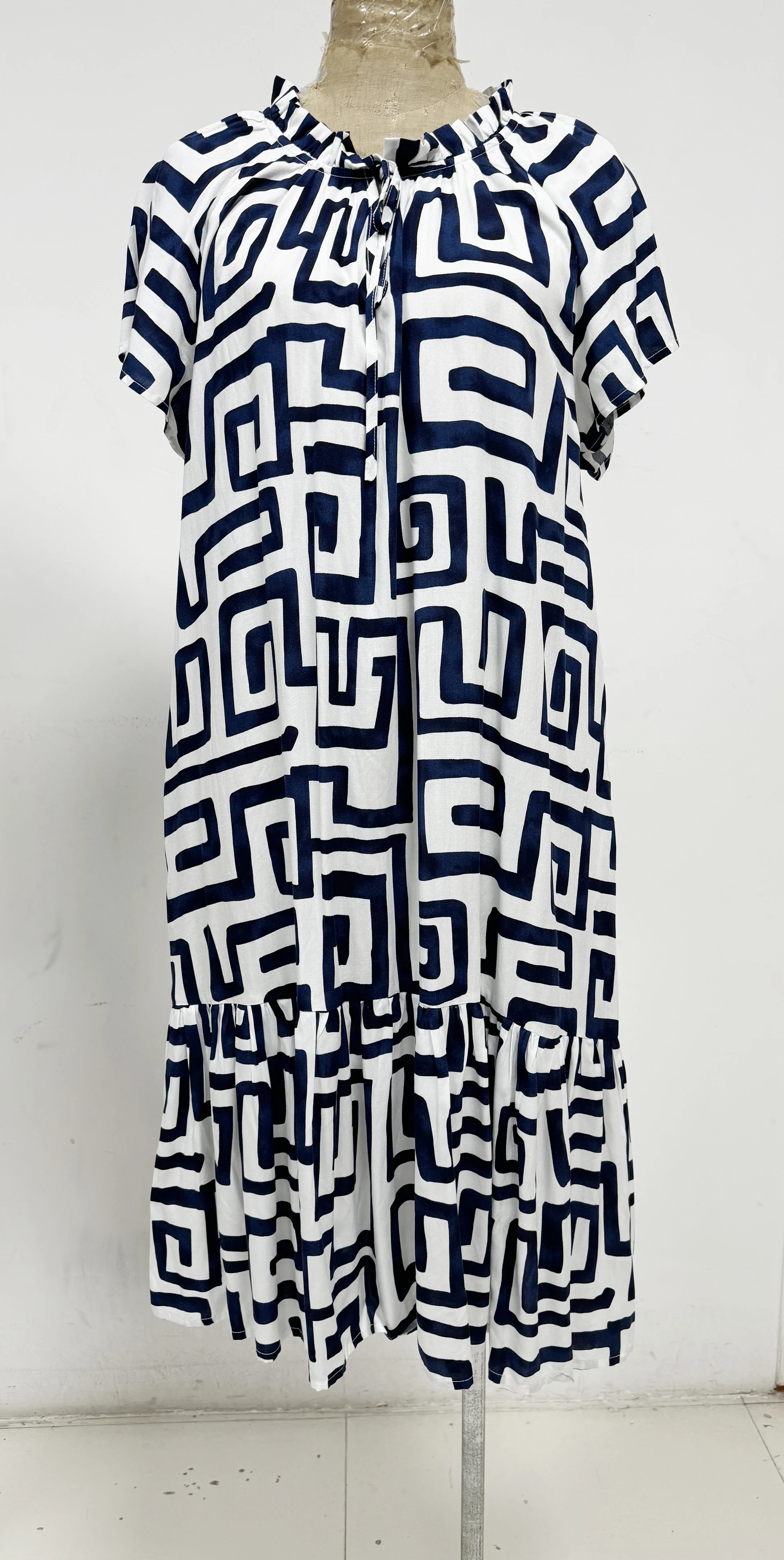 Short sleeve printed dress,Day dress,Daily dress,Casual dress — view 2