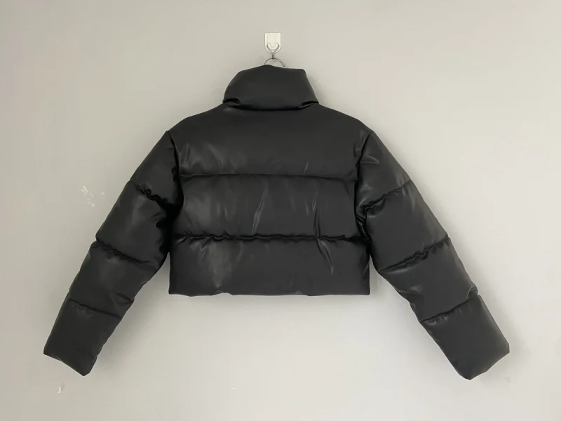 Women's Outwear Puffer Jacket Faux leather Jacket female Short Winter Coat  — view 2